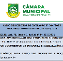 Câmara Municipal de Bela Vista anuncia Processo de dispensa de Licitação 004/2025