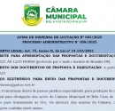 Câmara Municipal de Bela Vista anuncia Processo de dispensa de Licitação 005/2025